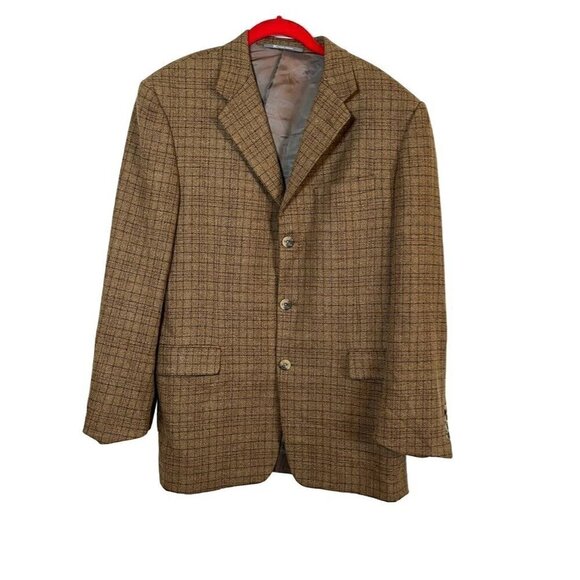 Hickey Freeman Other - Hickey Freeman Wool Plaid Blazer 40” Brown Cashmere Luxury Old Money Preppy Chic
